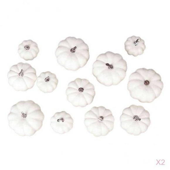 24Pcs White Fake Artificial Mini Pumpkins for Halloween Party Home Decoration