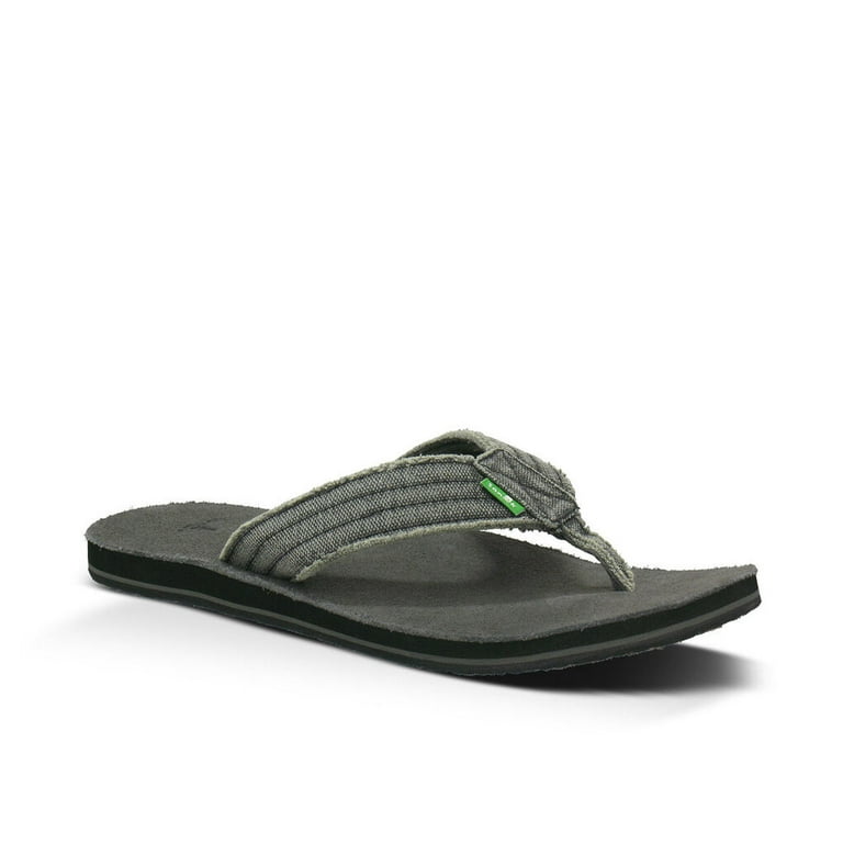 Sanuk Fraid Not Grey Slip On Rounded Open Toe Comfort Flip-Flop Sandals 