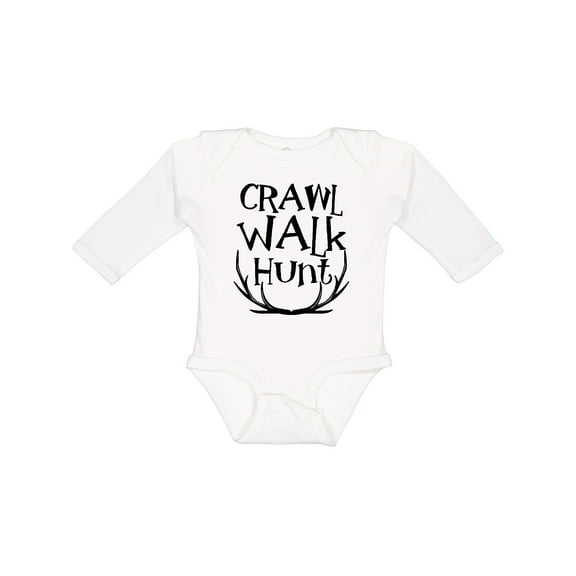 Inktastic Crawl, Walk, Hunt Boys or Girls Long Sleeve Baby Bodysuit