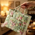 thumbnail image 6 of Yucurem Boho Fabric Floral Laundry Storage Baskets, 12.99" x10.24" x10.63" Collapsible Large Capacity Spring Vintage Storage Bag Organizer with Handle & Front Pocket, 6 of 8
