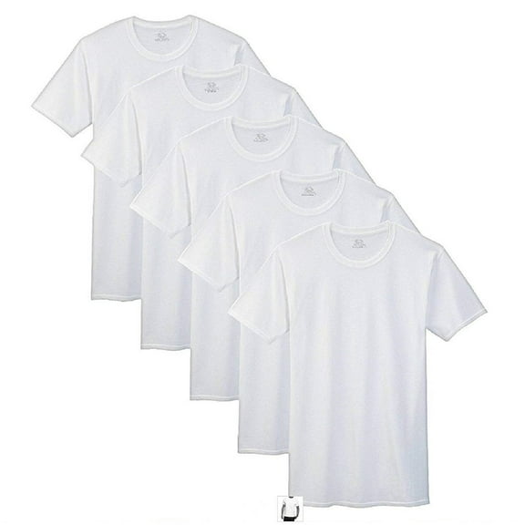Fruit of the Loom Men's White Crew Neck T-Shirts, 5 Pack