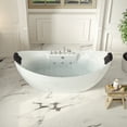 thumbnail image 3 of 67-in L x 28.7-in W White Acrylic Center Drain Freestanding Whirlpool Tub with Faucet - Handshower - Headrest - 8 Water Jets, 3 of 15