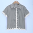 thumbnail image 4 of Girls And Boys Casual Short Sleeve Shirt Shorts Ribbon Decorative Cotton Linen Set Clothing Two Piece Set, 4 of 9