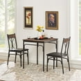 thumbnail image 5 of VECELO 3-Piece Dining Table Sets, Wooden Table & PU Cushion Chair for Kitchen Breakfast Nook, Brown, 5 of 10