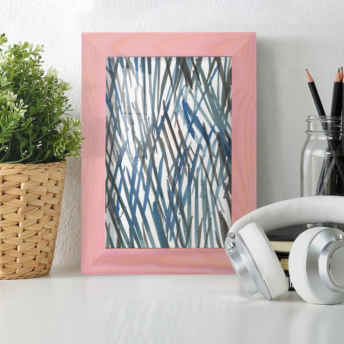 Blue Grass II - Framed Print w/glass - Sunset Pink