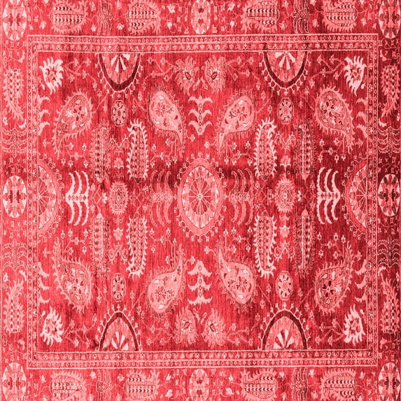 Ahgly Company Machine Washable Indoor Square Oriental Red Traditional Area Rugs, 6' Square