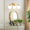 thumbnail image 3 of Deyidn 3 Light Gold Bathroom Vanity Light with White Globe Glass Shade Modern Bathroom Wall E12 Bulb, 3 of 10