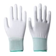 thumbnail image 3 of Guantes de trabajo blancos libres de polvo con revestimiento de dedos antiestático de nailon PU y revestimiento de inmersión en la palma, 3 of 5