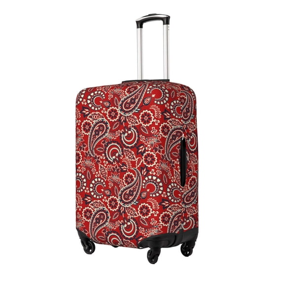 Gukieu Vintage Red Paisley Print Suitcase Protective Cover, Elastic Zipper Buckle Suitcase Protective Cover, Suitable for Travel, Business Trip-Small