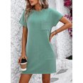 thumbnail image 6 of Yesfashion Women Summer T-shirt Shift Dress Casual Twist Stripe Short Sleeve Crew Neck Knee Length Comfy Dress with Pockets, 6 of 7