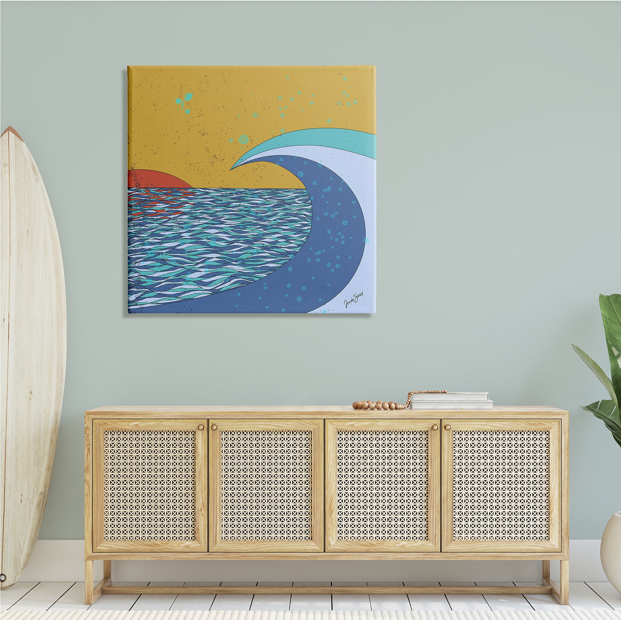 Stupell Industries Sunset Tidal Wave Busy Abstract Ocean Horizon Landscape, 36 x 36, Design by Trish Sierer