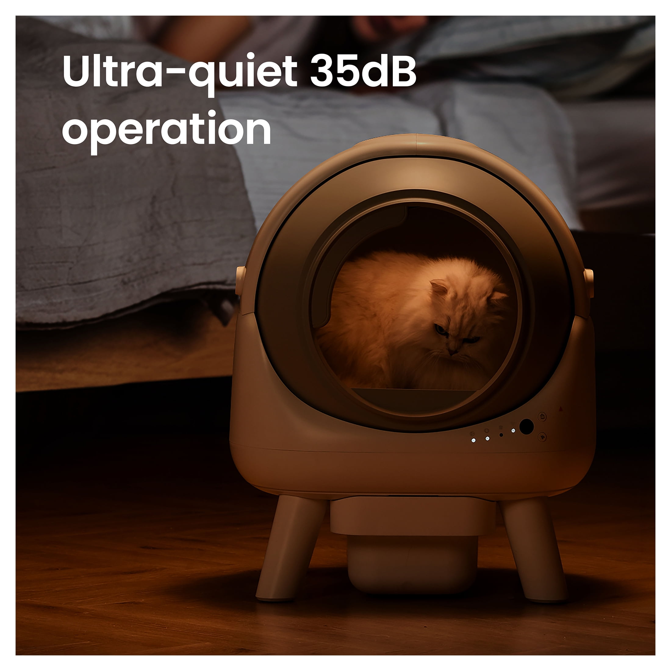 els pet Orbitie Wide Opening Self Cleaning Cat Litter Box, Automatic Cat Litter Box with App Control, Odor-Control and Dual Safety Protection
