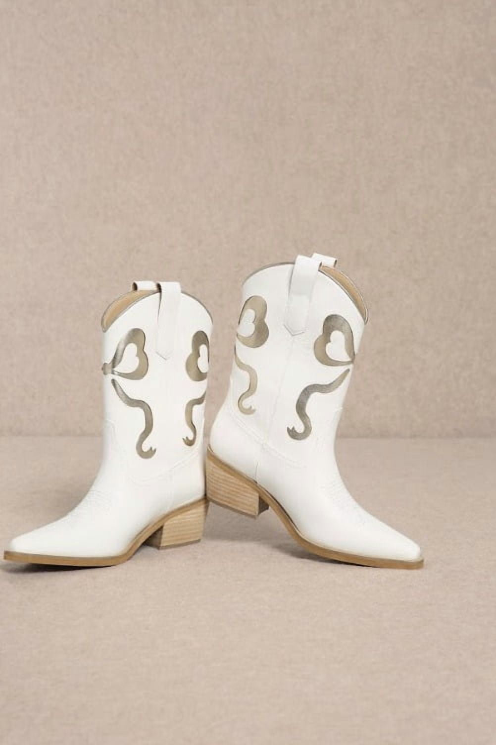 Women’s Western Low Heel Cowboy Ankle High Boots with Bow Trend