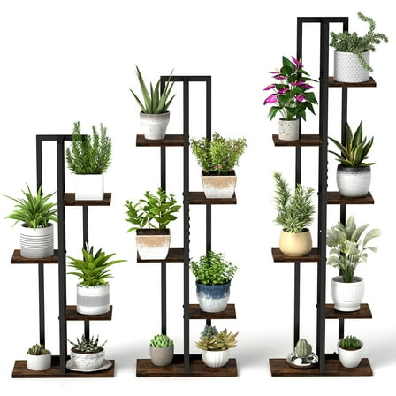 Gymax 3 PCS Plant Stand Set 4 5 6-Tier Indoor Flower Stands Multi-Tiered Plant Shelves