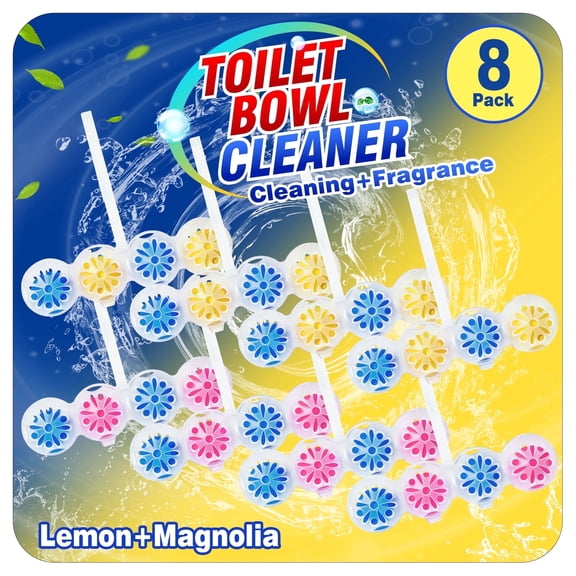 SCENTORINI Hanging Toilet Bowl Cleaner, Automatic in-The-Bowl Toilet Cleaner, Lemon & Magnolia Scent, 8 Pack