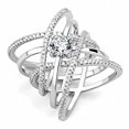 thumbnail image 1 of Alamode 3W1528-6 Women Rhodium Brass Ring with AAA Grade CZ in Clear - Size 6, 1 of 1