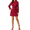 Allegra K Women's Ruffle Crew Neck Long Sleeves Floral Lace Casual Mini Dress