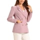 thumbnail image 4 of Chaqueta de mujer INSPIRE CHIC con solapa muesca, doble botonadura y hombros acolchados, color rosa sólido, 4 of 6
