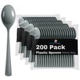 thumbnail image 3 of Exquisite Disposable Spoons - 200 Silver Plastic Spoons - Silver Party Supplies, 3 of 8