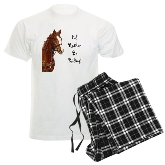CafePress - Id Rather Be Riding! Horse Men's Light Pajamas - Men's Light Loose Fit Cotton Pajama Set