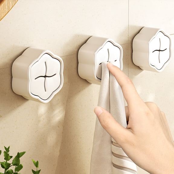BPPEG Towel Holder for Bathroom, Non-Drilling Self Adhesive Hand Towel Holder, Kitchen Dish Towel Holder for Cabinet, Towel Hook for Bathroom Wall, Push in Towel Holder for Kids, 3 Pack