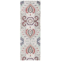 SAFAVIEH Bella Meriel Southwestern Wool Runner Rug, Grey/Red, 2'3" x 7'