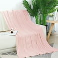 thumbnail image 2 of PiccoCasa 47"x70" Cotton Throw Blanket Cable Knit Decorative Blanket, Pink, 2 of 8