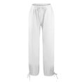 thumbnail image 5 of Jalioing Women's Summer Pants Drawstring Waist Baggy Straight Leg Cotton Linen Pants with Pocket Lounge Trousers, 5 of 7