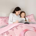 thumbnail image 4 of Erosebridal Dreamy Glitters Print Bedding Comforter Set for Girls, Pink Bling C Letter Queen Bedding Sets, Pink Reversible 7 Pieces, 4 of 6