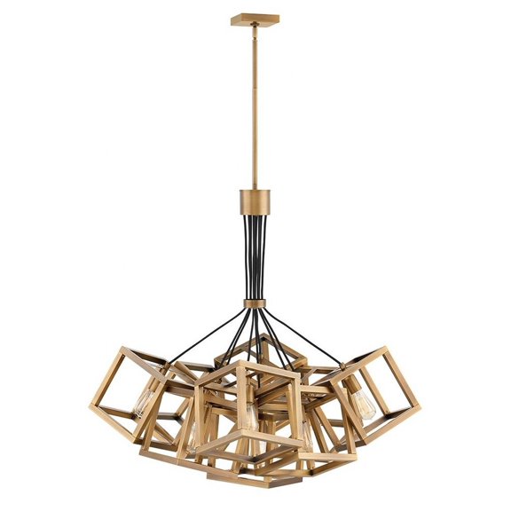 ensemble brushed bronze nine-light stem hung single tier