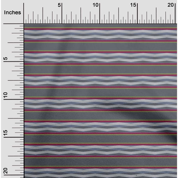 oneOone Cotton Cambric Fabric Stripe & Diamond Geometric Print Fabric BTY 56 Inches Wide