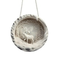 Luoshdecor Christmas Reindeer Ornament, 7.93"White Winter Wonderland Reindeer Ornament,Acrylic Hanging Pandent for Holiday Home Fireplace Xmas Tree Decoration