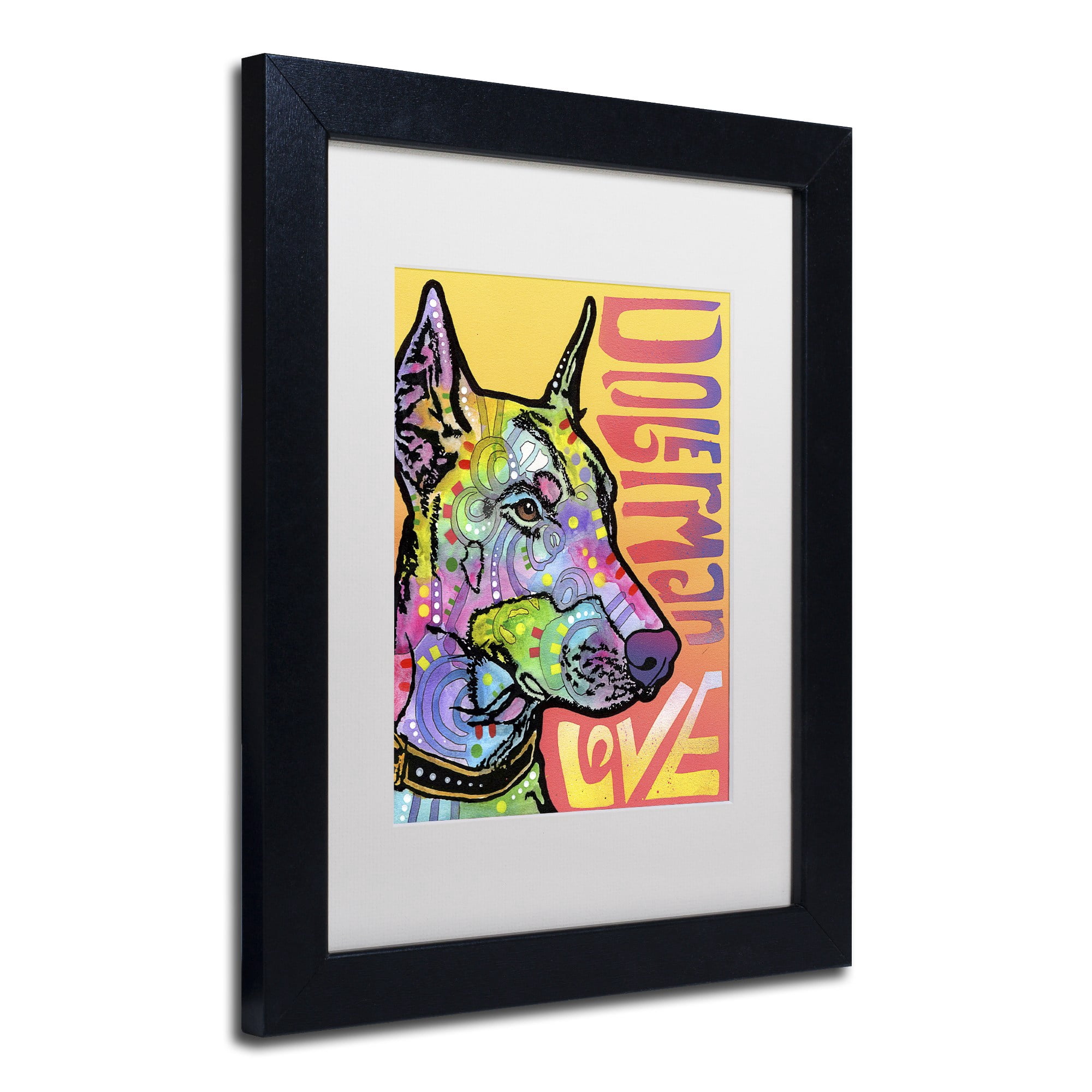 Trademark Fine Art 'Doberman Luv' Canvas Art by Dean Russo, White Matte, Black Frame