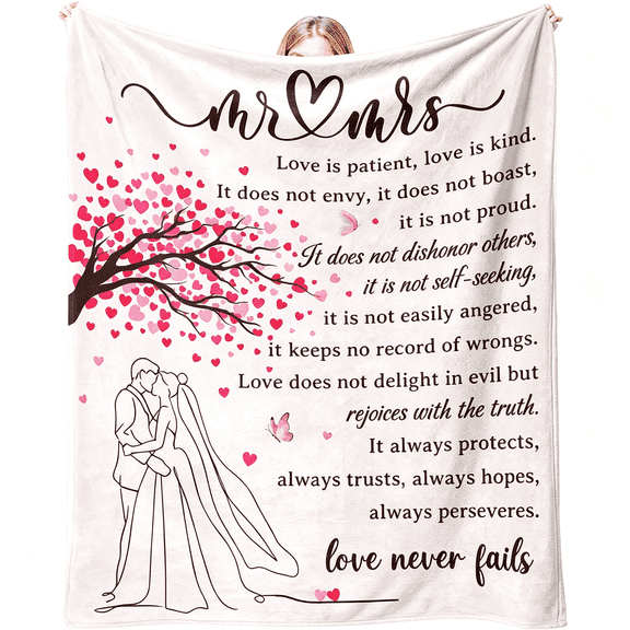 ARLAJO Wedding Gifts for Couples,Soft Flannel Wedding Blanket,Bridal Shower Gifts for Bride to Be,Anniversary Mr and Mrs Gift,Marriage Gift for Newlyweds Bride,50 x 60 inches