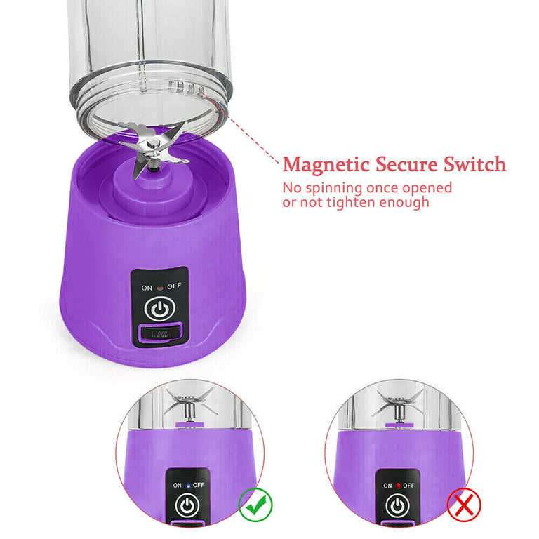 Portable Blender, YKSINX Personal Mini Blender Smoothies and Shakes USB Rechargeable Juicer Cup Travel Handheld Fresh Juice Blender (Black)