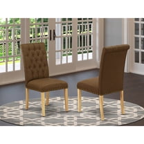Parson Chair Set of 2 - Linen Upholstered Dining Chairs with Oak Legs - Stylish Accent Seating