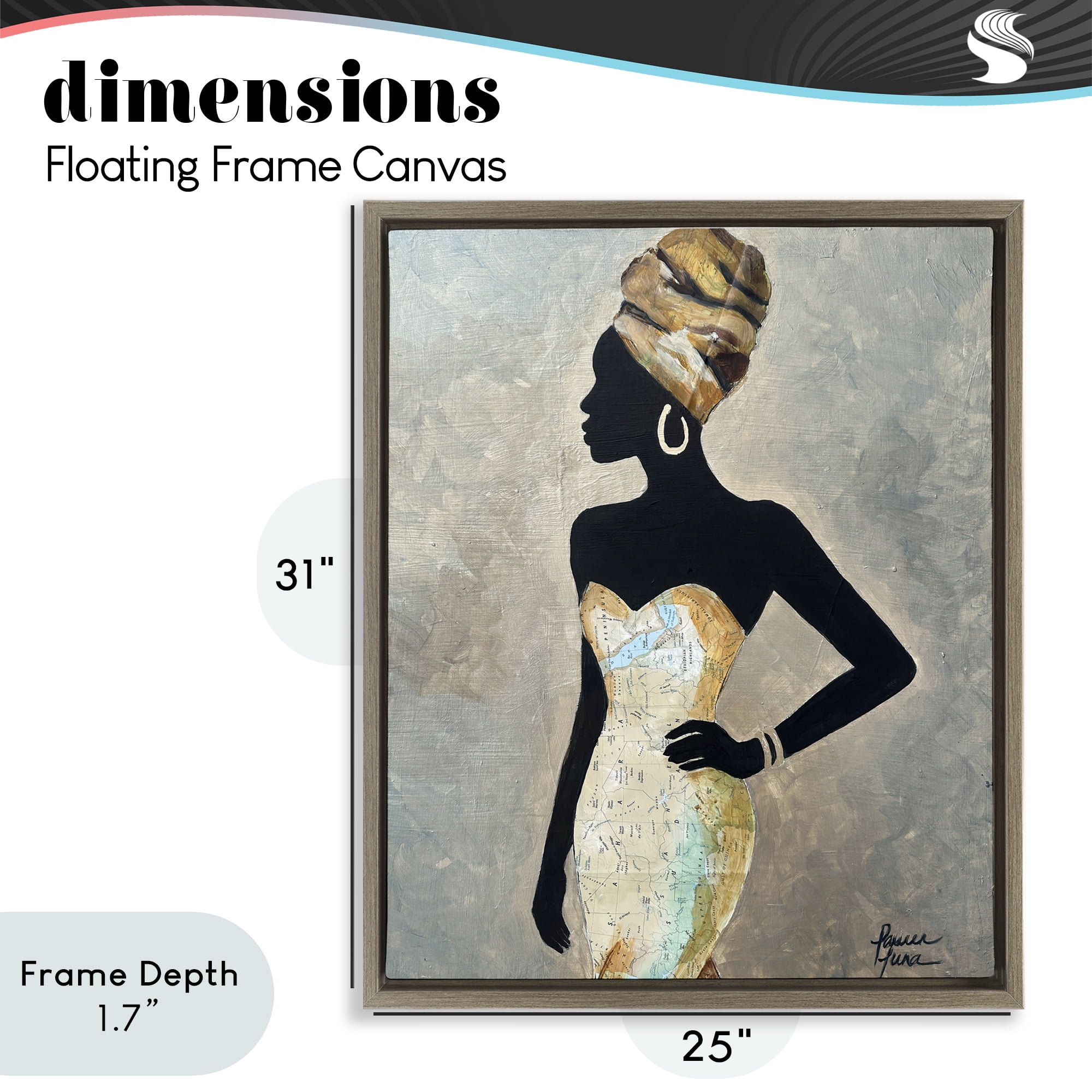 Stupell Industries Motherland Muse Fashion Portrait Brown Framed Floater Canvas Wall Art, design by Lauren Luna
