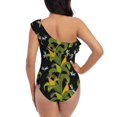 thumbnail image 5 of Sikiie Corn And Dragonflies Print Women One Piece Swimsuits Tummy Control One Shoulder Bathing Suits Ruffle Swimwear, From S to XXL-XX-Large, 5 of 6