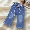 thumbnail image 6 of NAISIBABY Girls Flare Jeans, with Belt Stretch Pockets High Rise Kids Fashion Denim Pants Blue Size 2T, 6 of 6