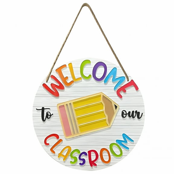 LAMIRO Door Sign Welcome Classroom Back To School Decor Welcome Front Door Sign Back To School Decorations Door Decoration Farmhouse Wooden Sign Homeowner Gifts,House Numbers for Outside