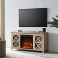 thumbnail image 2 of Evelyn&Zoe Colton Rectangular TV Stand with Log Fireplace for TV's up to 55" in White Oak, 2 of 10