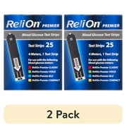 (2 pack) ReliOn Premier Blood Glucose Test Strips, 25 Count
