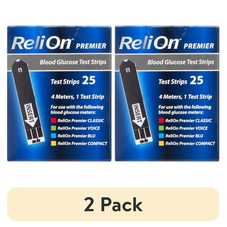 (2 pack) ReliOn Premier Blood Glucose Test Strips, 25 Count