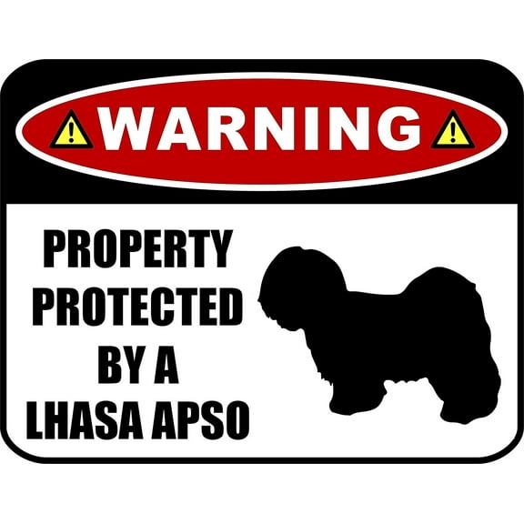 PCSCP Warning Property Protected by a Lhasa Apso (SILHOUETTE) 11.5 inch x 9 inch Laminated Dog Sign