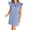 Dusty Blue, variant on Women's Stripe Print Contrast Collar Split Neckline Flutter Sleeve Dress 65% polyester; 30% cotton; 5% elastane everyday