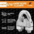 thumbnail image 3 of Wire Rope Clamp for Stainless Steel Wire Rope - 5/16" Galvanized U Bolt Style Cable Clips - For Guy Line, Metal Fence, Antenna, Clothesline, Rigging Hardware, Batting Cage - by Xpose Safety Pack of 48, 3 of 5