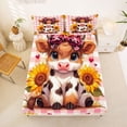thumbnail image 5 of jejeloiu Pink Checkered Highland Cow Full Size Sheets Kids,Girly Farm Print Bed Sheets,4-Piece, 5 of 6