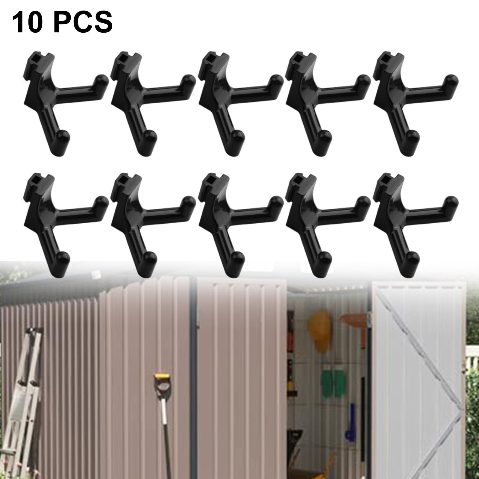 Lanfini Lifetime Sheds Plastic Tool Hooks - Black Storage Shed J Hooks for Organizing Tools - 5/10 Pack Vertical Siding Accessories for Garage & Workspace