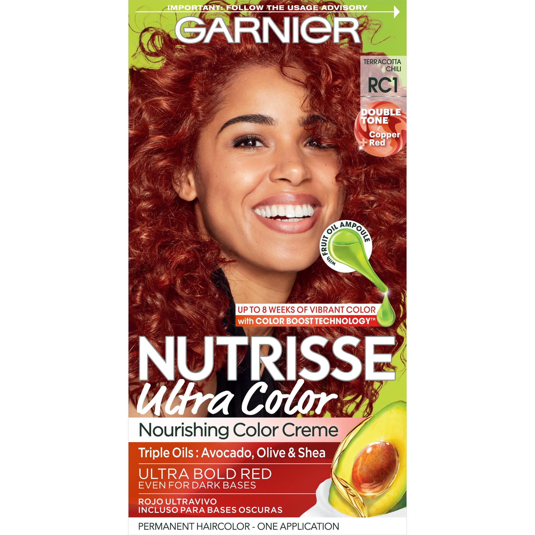 Garnier Nutrisse Ultra Color Nourishing Bold Permanent Hair Color Creme,  RC1 Med Copper Red 