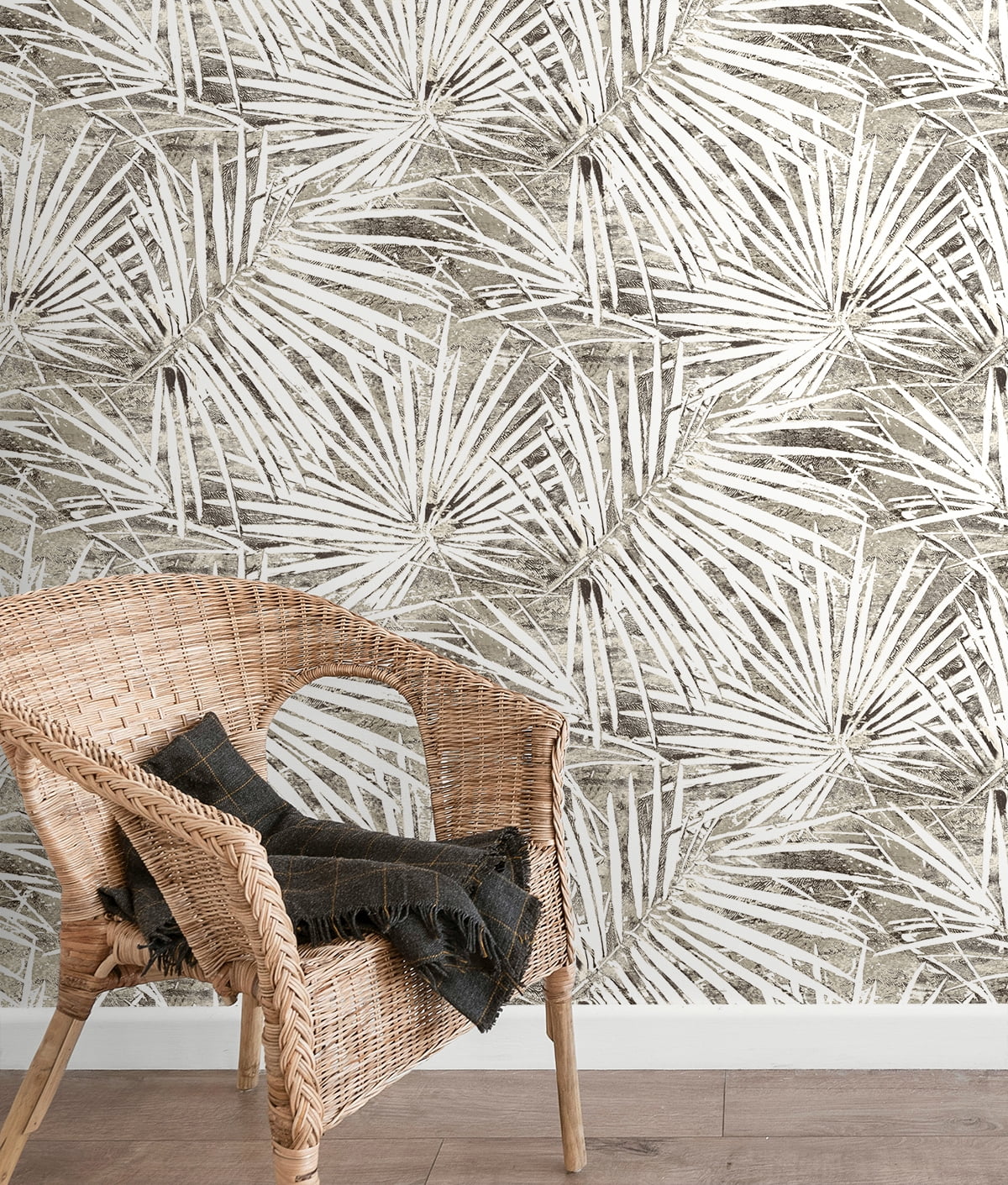 Stacy Garcia Home Pavestone Fossil Palm Peel and Stick Wallpaper - 20.5 in. W x 10 ft. L Roll